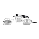 Fissler Vitavit Premium/Schnellkochtopf-Set, 4-teilig (4,5l - Ø 22 cm & Schnellbratpfanne 2,5l - Ø 22 cm) inkl. Metall-Deckel, Einsatz - Induktion