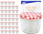 MamboCat 40er Set Sturzgläser 230 ml mit rot weiß kariertem Deckel To 82 inkl. Diamant Gelierzauber Rezeptheft Marmeladengläser Einmachgläser Einweckgläser