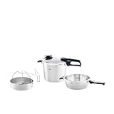 Fissler Vitavit Premium/Schnellkochtopf-Set, 4-teilig (6l - Ø 22 cm & Schnellbratpfanne 2,5l - Ø 22 cm) inkl. Metall-Deckel, Einsatz - Induktion