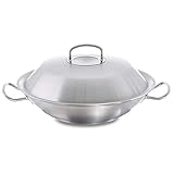 Fissler Original-Profi Collection/Edelstahl-Wok (Ø 30 cm) große Wok-Pfanne unbeschichtet, Asiapfanne mit Metall-Deckel, alle Herdarten - auch Induktion