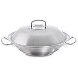 Fissler Original-Profi Collection / Edelstahl-Wok (Ø 30 cm) große Wok-Pfanne unbeschichtet, Asiapfanne mit Metall-Deckel, alle Herdarten - auch Induktion