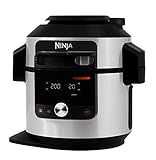 Ninja Foodi MAX Multikocher mit Smart Deckel, 7,5L, 14-in-1 Multicooker, Pressure Cooker Schnellkochtopf, Airfryer Heißluftfritteuse, Slow , digitaler Temperaturfühler, Edelstahl, OL750EU