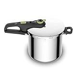 TEFAL Schnellkochtopf 8 L, Induktion, Edelstahl, 2 Programme, Dampfgaren, Hergestellt in Frankreich, Secure Trendy P2584400