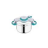 Seb 6 l Pressure Cooker, Induktion, Edelstahl, Pressure Cooker, Klappgriffe, 100 Rezepte, Booklet, Made in France, ClipsoMinut'easy+ Blue P4900716