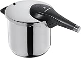 WMF Perfect Premium One Pot Schnellkochtopf Induktion 6,5l, Dampfkochtopf 22 cm, Cromargan Edelstahl poliert, 2 Kochstufen, All-In-One-Drehknopf