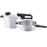 Fissler Vitavit Premium/Schnellkochtopf-Set, 2-teilig (4,5 L & 2,5 L - Ø 22cm) Edelstahl-Dampfkochtopf & Schnell-Bratpfanne - Induktion