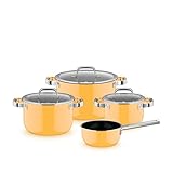 WMF Fusiontec Mineral Pro, 4-teiliges Topf-Set, langlebiges, kratzfestes Material, Topfset Induktion, für alle Herdarten geeignet, Made in Germany, Mango Yellow, 0519085290