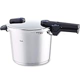 Fissler Vitaquick/Induktions-Schnellkochtopf (6 L, Ø 22 cm) Edelstahl-Dampfkochtopf, 2 Garstufen, stapelbar, Silber