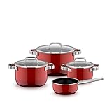 WMF Fusiontec Mineral Pro, 4-teiliges Topf-Set, langlebiges, kratzfestes Material, Kochtopf Set Induktion, für alle Herdarten geeignet, Made in Germany, Passion Red, 0519585290