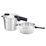 Fissler Vitaquick Premium/Schnellkochtopf-Set, 2-teilig (2 Schnellkochtöpfe mit Metalldeckel 3,5 L + 6 Liter,1 Zusatz-Glasdeckel) – Induktion