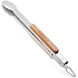 Grillfaktur Lange Edelstahl Grillzange (45 cm) mit Griff aus hochwertigem Echtholz