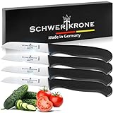 Schwertkrone Küchenmesser, 4er Set Schälmesser Gemüsemesser 7,5 cm Klingenlänge, Solinger Qualität