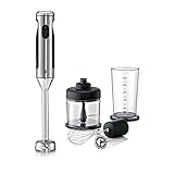 WMF Lineo Stabmixer Set 5-teilig, Pürierstab, Schneebesen, Milchaufschäumer, Zerkleinerer, 700 Watt, Zauberstab inkl. 1l-Mixbehälter, edelstahl matt