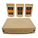 Salazar Dry Rubs Premium Box | 3 verschiedene BBQ Rub Grillgewürze | 275g | Würzmischungen für Marinade von Spare Ribs, Hähnchen, Fisch | Geschenkbox