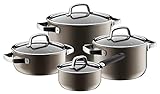 WMF Fusiontec Mineral Topfset Induktion 4-teilig, Kochtopf Set mit Glasdeckel, High-Tech Keramik, Induktions Töpfe Set nickelfrei, kratzfest, braun