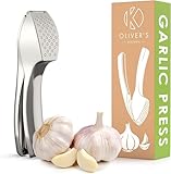 Oliver's Kitchen ® Premium Knoblauchpresse - Handlich & Leicht zu Reinigen - Zerkleinert Knoblauch & Ingwer Mühelos (Kein Schälen Nötig) - Extra Stark & Strapazierfähig