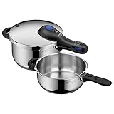 WMF Perfect Plus One Pot Schnellkochtopf Set Induktion 2-teilig, Dampfkochtopf 4,5l + 3l, großes Kochsignal, 2 Kochstufen, abnehmbarer Deckelgriff