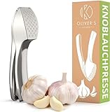 Oliver's Kitchen ® Premium Knoblauchpresse - Handlich & Leicht zu Reinigen - Pressen Sie Knoblauch & Ingwer Mühelos (Kein Schälen Nötig) - Extra Stark & Strapazierfähig - (Silver)