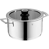 WMF VarioCuisine Kochtopf groß 24cm, Silence- Glasdeckel, Thermometer, Fleischtopf Induktion 5,7l, Cromargan Edelstahl poliert, unbeschichtet