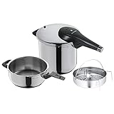 WMF Perfect Premium One Pot Schnellkochtopf Set Induktion 3-teilig, Dampfkochtopf 6,5l + 3l mit Einsatz-Set, Schnellkochtopf Induktion, Cromargan Edelstahl, 2 Kochstufen, Drehknopf