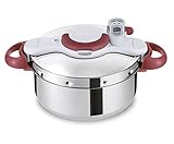 Tefal P46207 | Clipso Minut' Perfect Schnellkochtopf | mit Garbkorb und Timer | 6Liter | edelstahl/weiß/rot, 37.4 x 28.5 x 24.6 cm