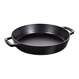 STAUB Bratpfanne / Paellapfanne mit zwei Griffen, 34 cm, Gusseisen, für alle Herdarten, Schwarz