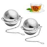BESTONZON 2 Stück Teesieb 5 cm Teeei mit Kette 304 Edelstahl Teefilter für losen Tee und Mulling Gewürze