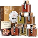 Krautberger BIO BBQ Geschenkbox für Männer I 6 Grillgewürze Grill Geschenk Premium Box I Geschenkset Barbecue Gewürzmischungen in Bio-Qualität + Rezepte